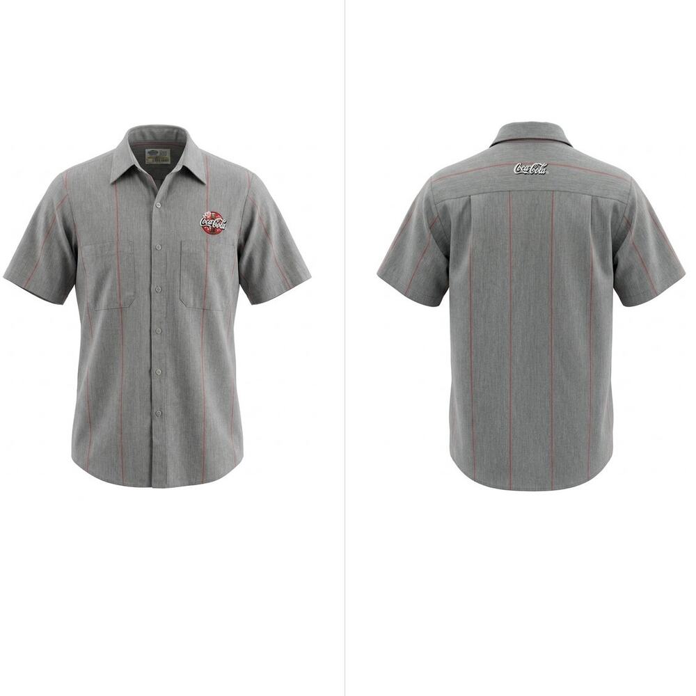 Vintage Riverside Coca-Cola Delivery Work Shirt Gray Striped Men Size S